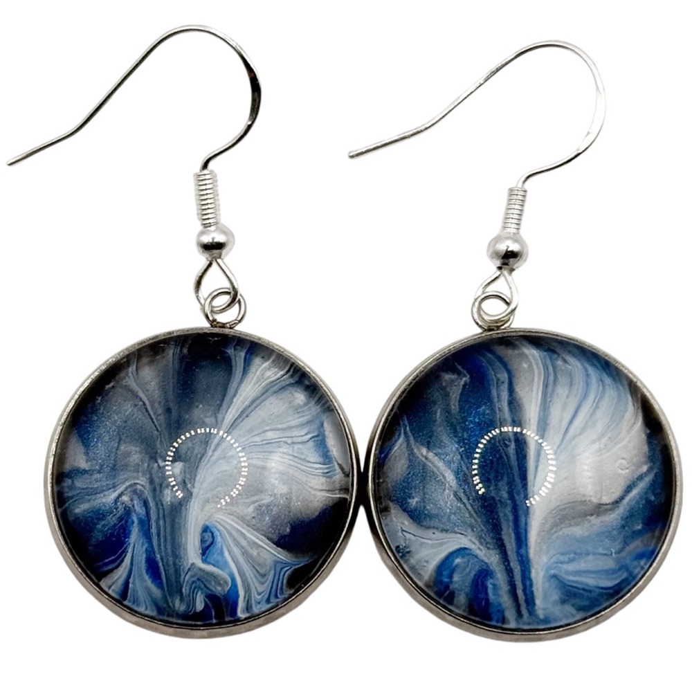 Elegant Blue and White Swirl Earrings